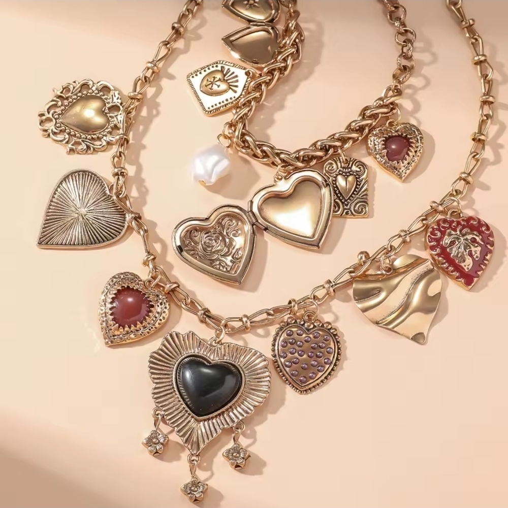 Multi-Heart Gold Necklace - Picture 2 of 4